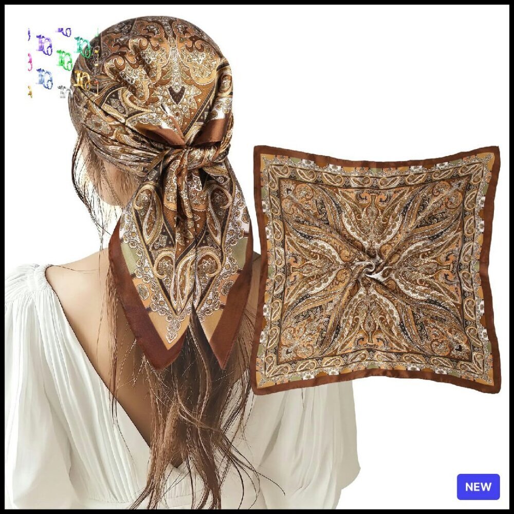 Satin Head Scarf Elegant Silk-Like Hair Wrap Versatile Styling Accessory